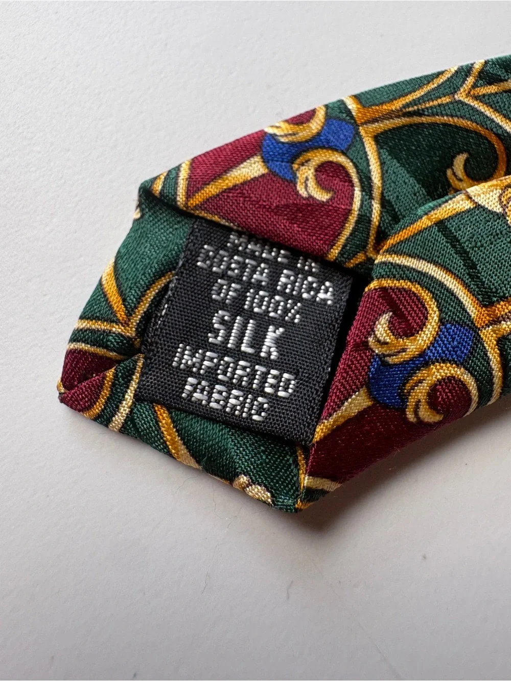 Bill Blass Belle Epoque Silk Tie Green Burgundy Gold Fleur de Lis Vintage